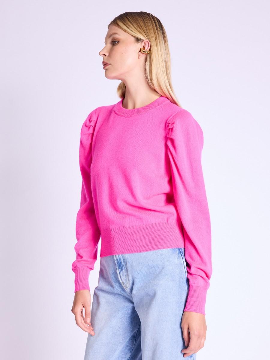 Berenice Pull AIKA Pull Rose Col Rond Et Manches Bouffantes