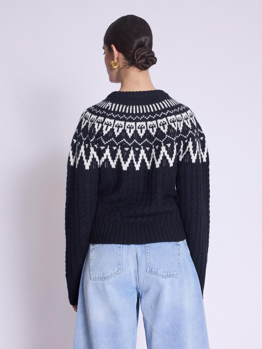 Berenice Pull ALBAN Pull En Laine à Manches Longues Avec Motif