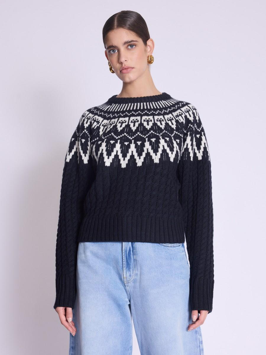 Berenice Pull ALBAN Pull en laine à manches longues avec motif