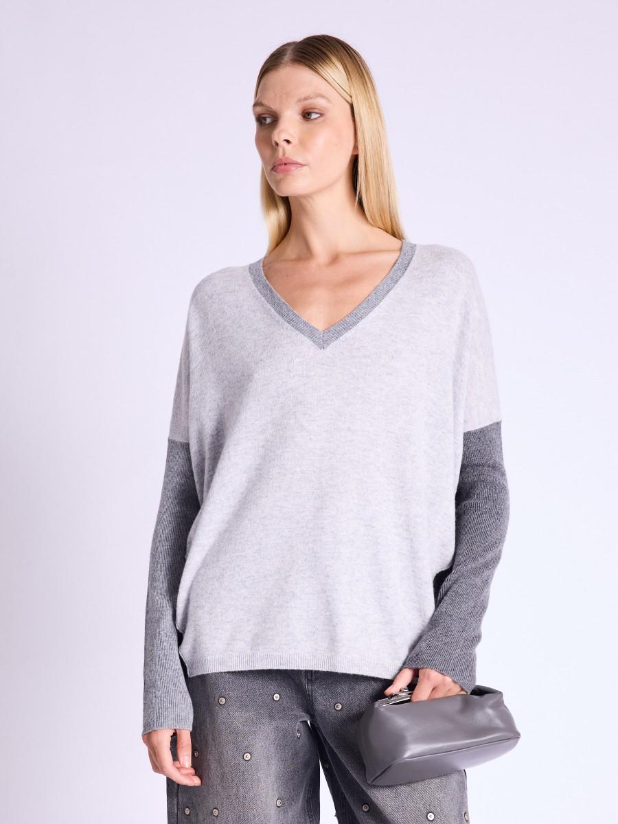 Berenice Pull AMYCOLORS Pull Col V Avec Nuances De Gris