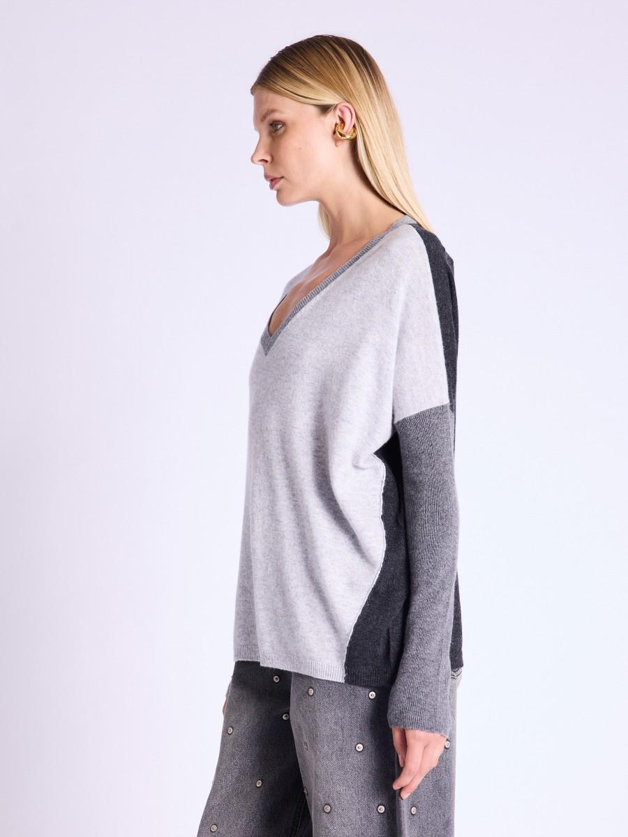 Berenice Pull AMYCOLORS Pull Col V Avec Nuances De Gris