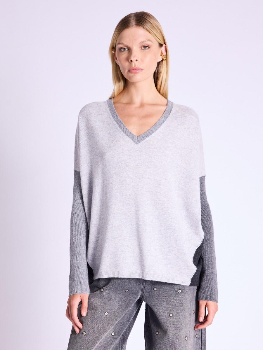 Berenice Pull AMYCOLORS Pull col V avec nuances de gris