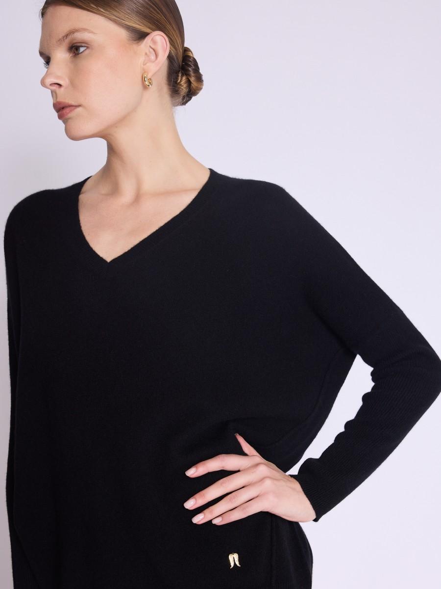 Berenice Pull AMYEVERYDAY Pull Noir En Cachemire Col V