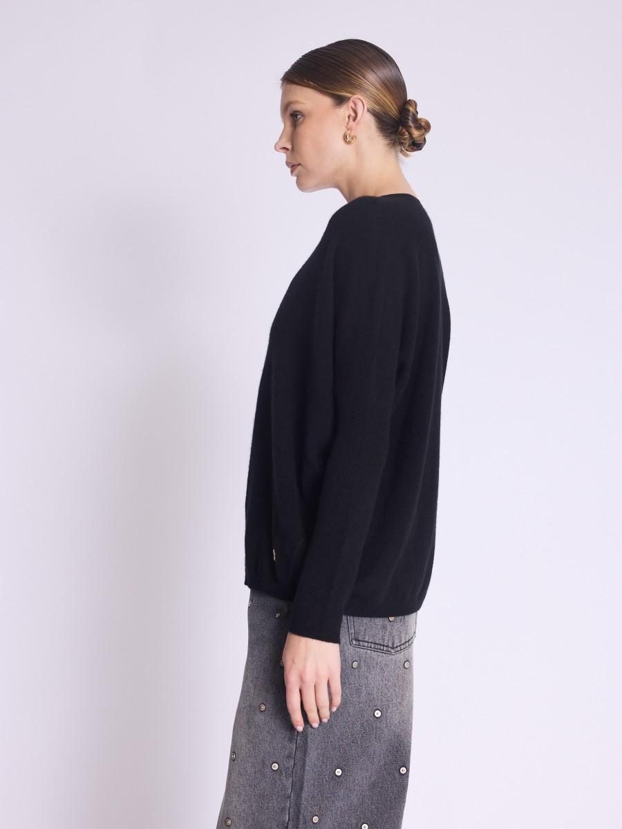 Berenice Pull AMYEVERYDAY Pull Noir En Cachemire Col V