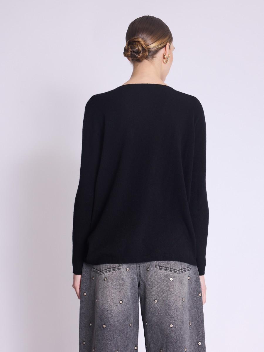 Berenice Pull AMYEVERYDAY Pull Noir En Cachemire Col V