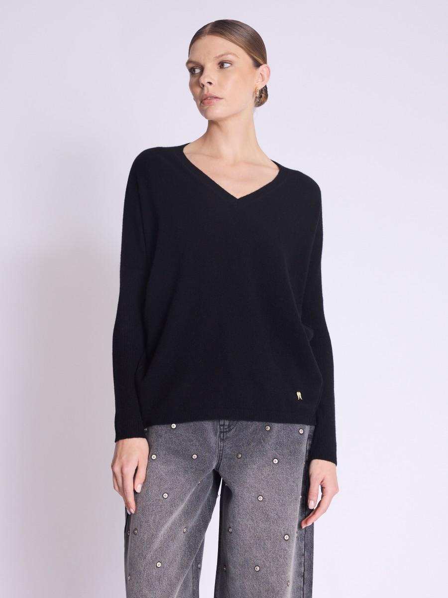 Berenice Pull AMYEVERYDAY Pull noir en cachemire col V
