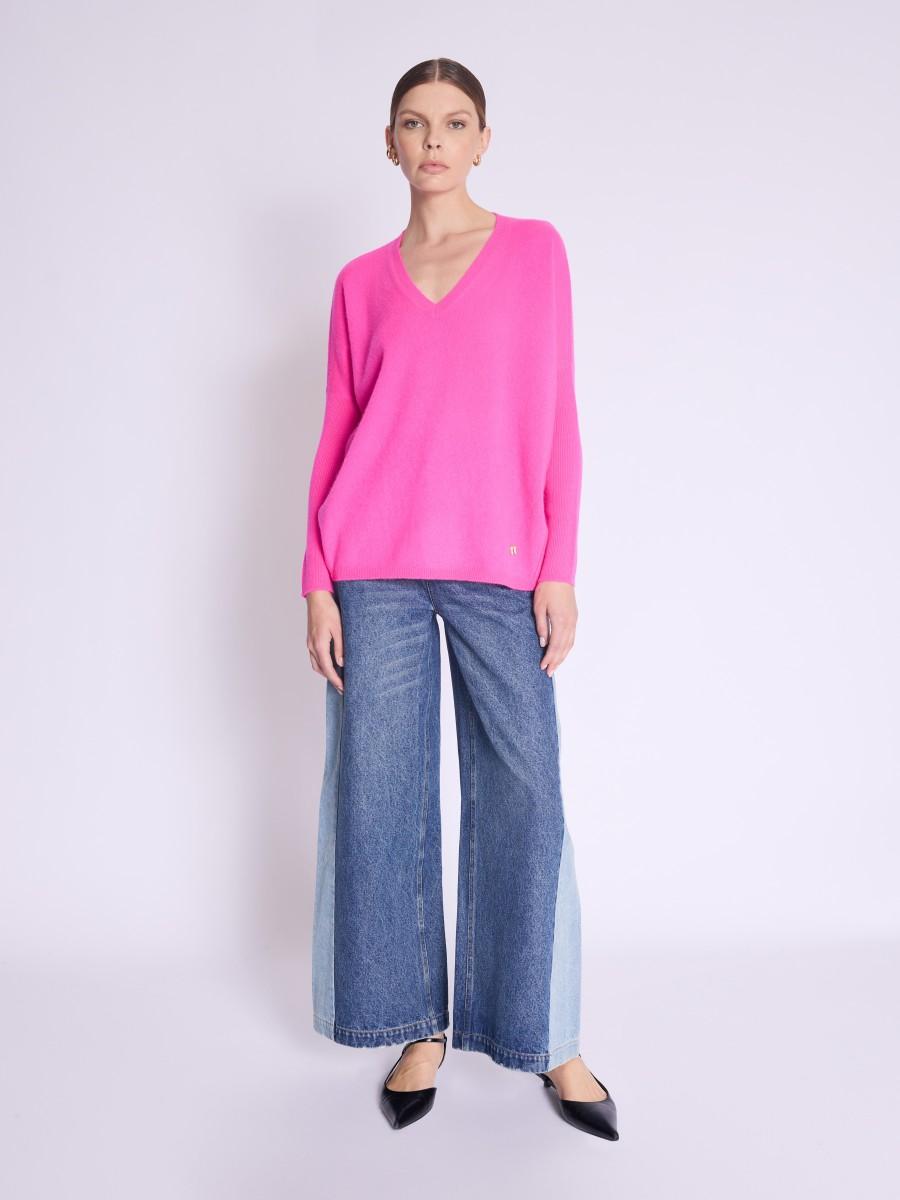 Berenice Pull AMYEVERYDAY Pull Rose En Cachemire Col V