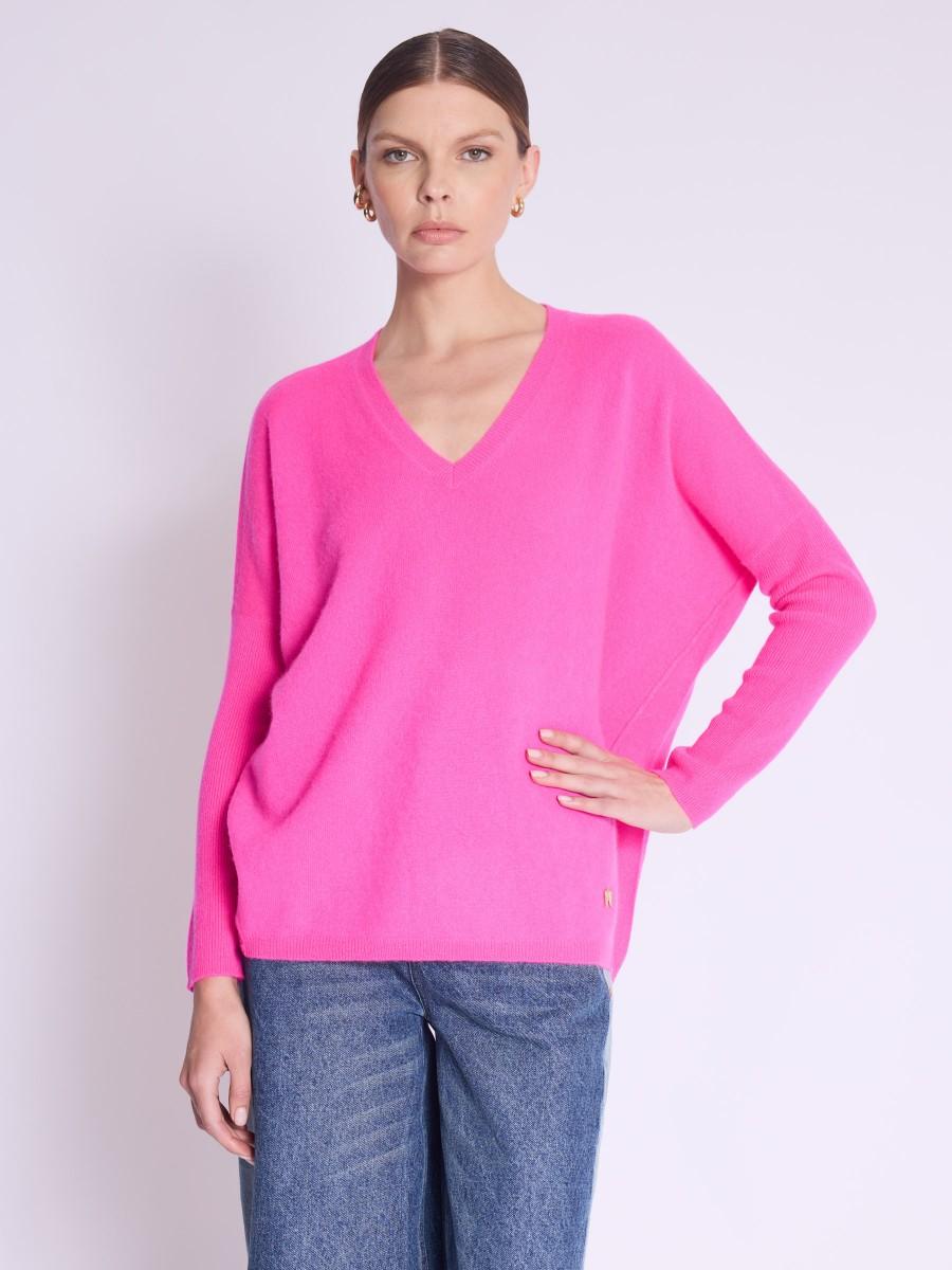 Berenice Pull AMYEVERYDAY Pull Rose En Cachemire Col V