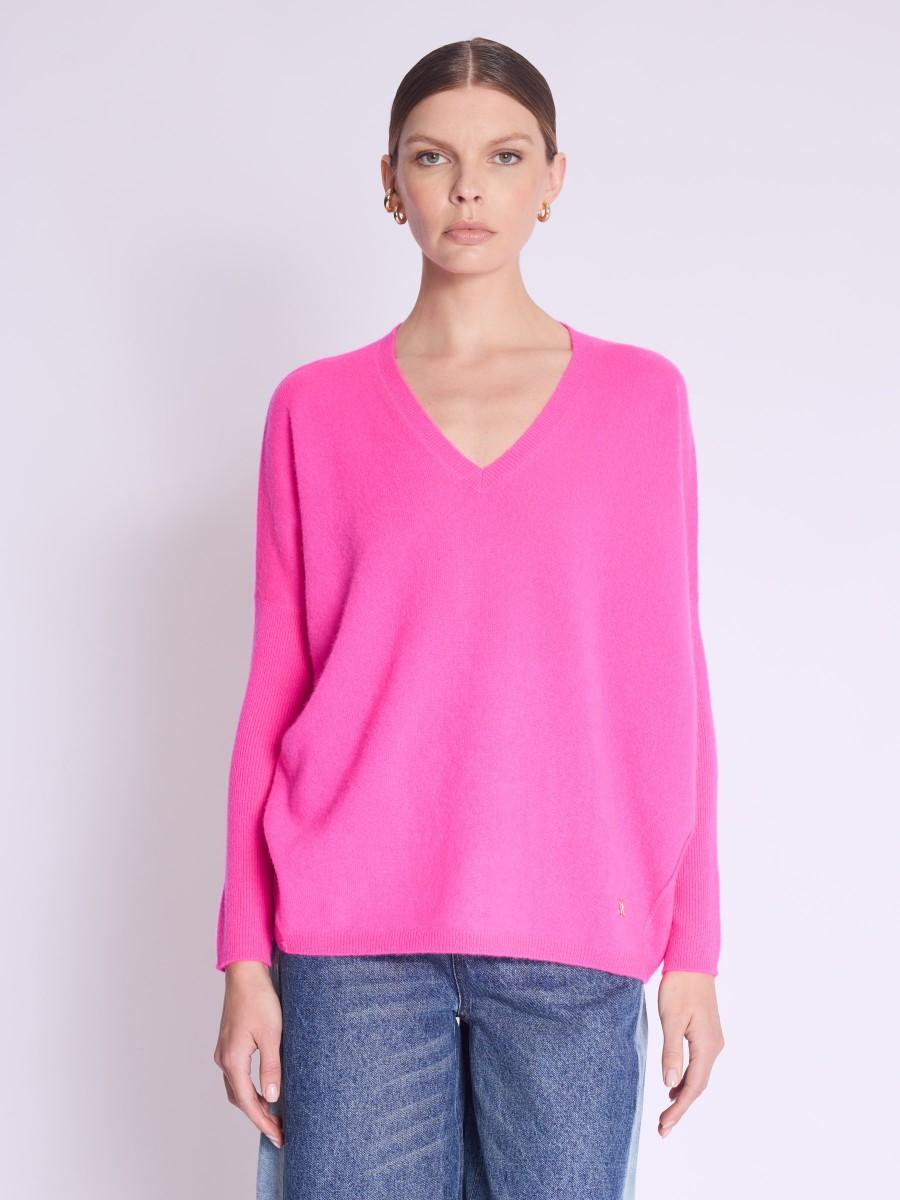Berenice Pull AMYEVERYDAY Pull rose en cachemire col V