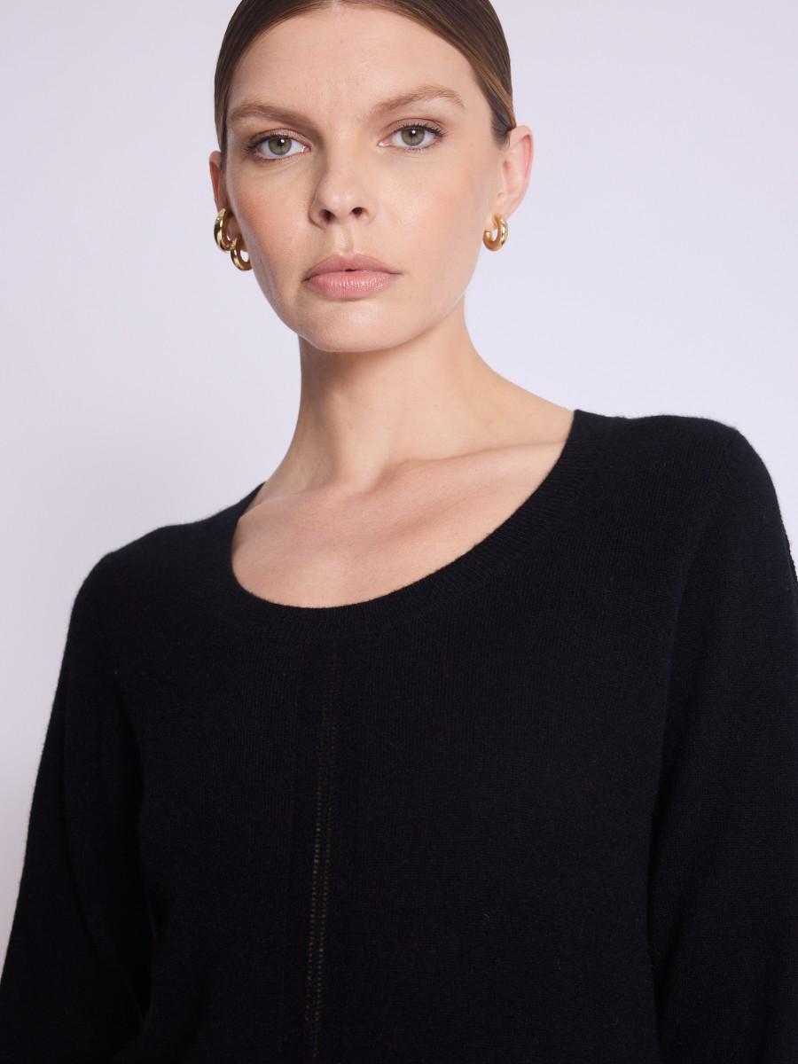 Berenice Pull AMYLIGHT Pull Noir En Cachemire Col Rond