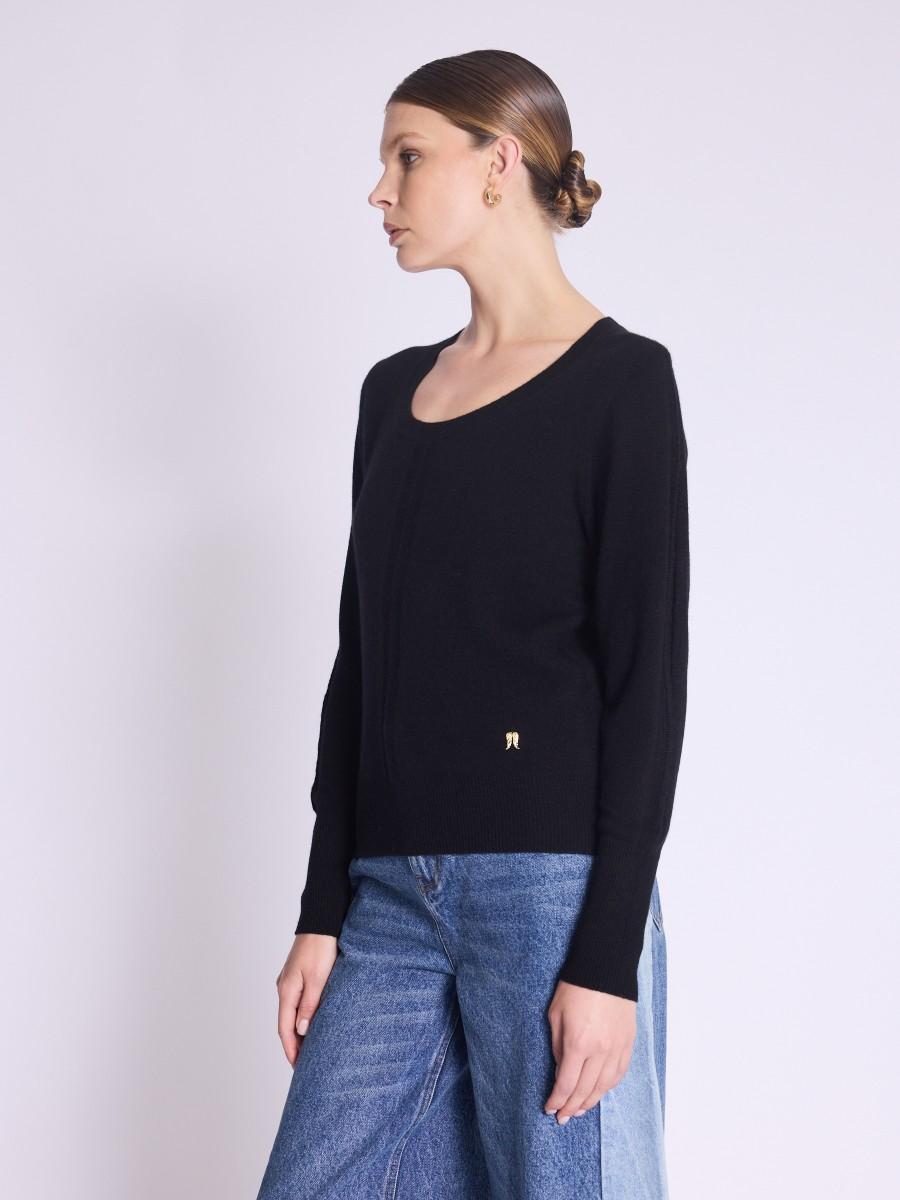 Berenice Pull AMYLIGHT Pull Noir En Cachemire Col Rond