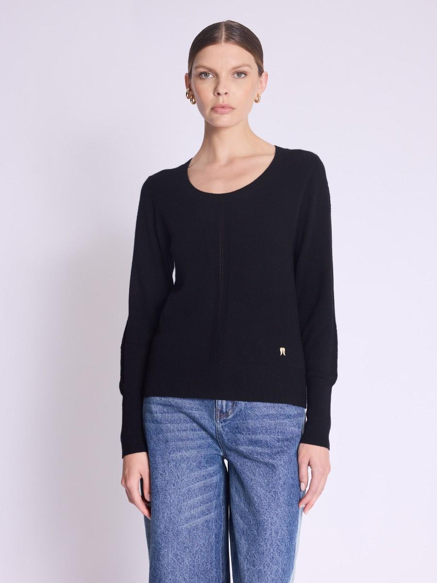 Berenice Pull AMYLIGHT Pull noir en cachemire col rond