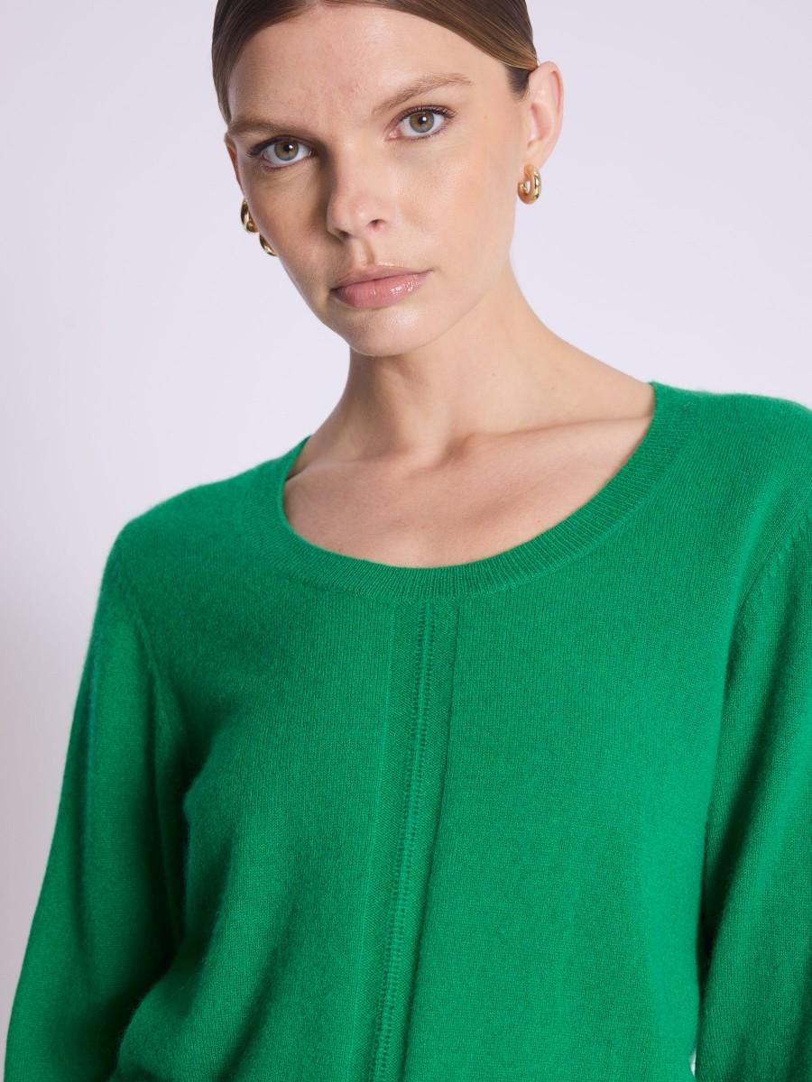 Berenice Pull AMYLIGHT Pull Vert En Cachemire Col Rond