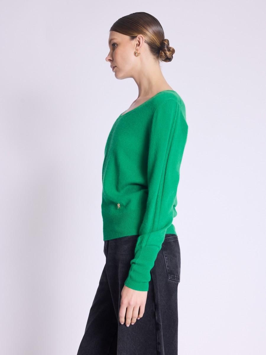 Berenice Pull AMYLIGHT Pull Vert En Cachemire Col Rond