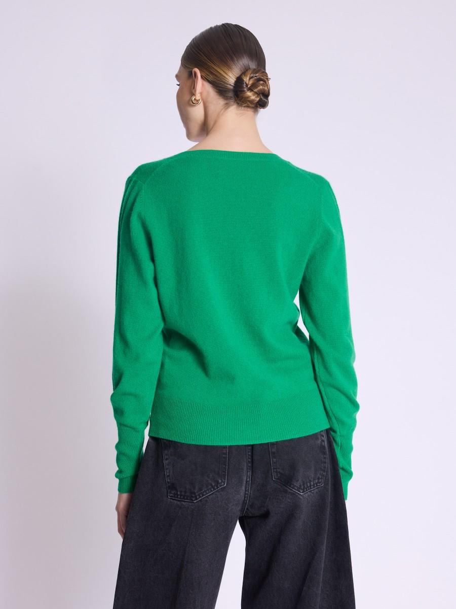 Berenice Pull AMYLIGHT Pull Vert En Cachemire Col Rond