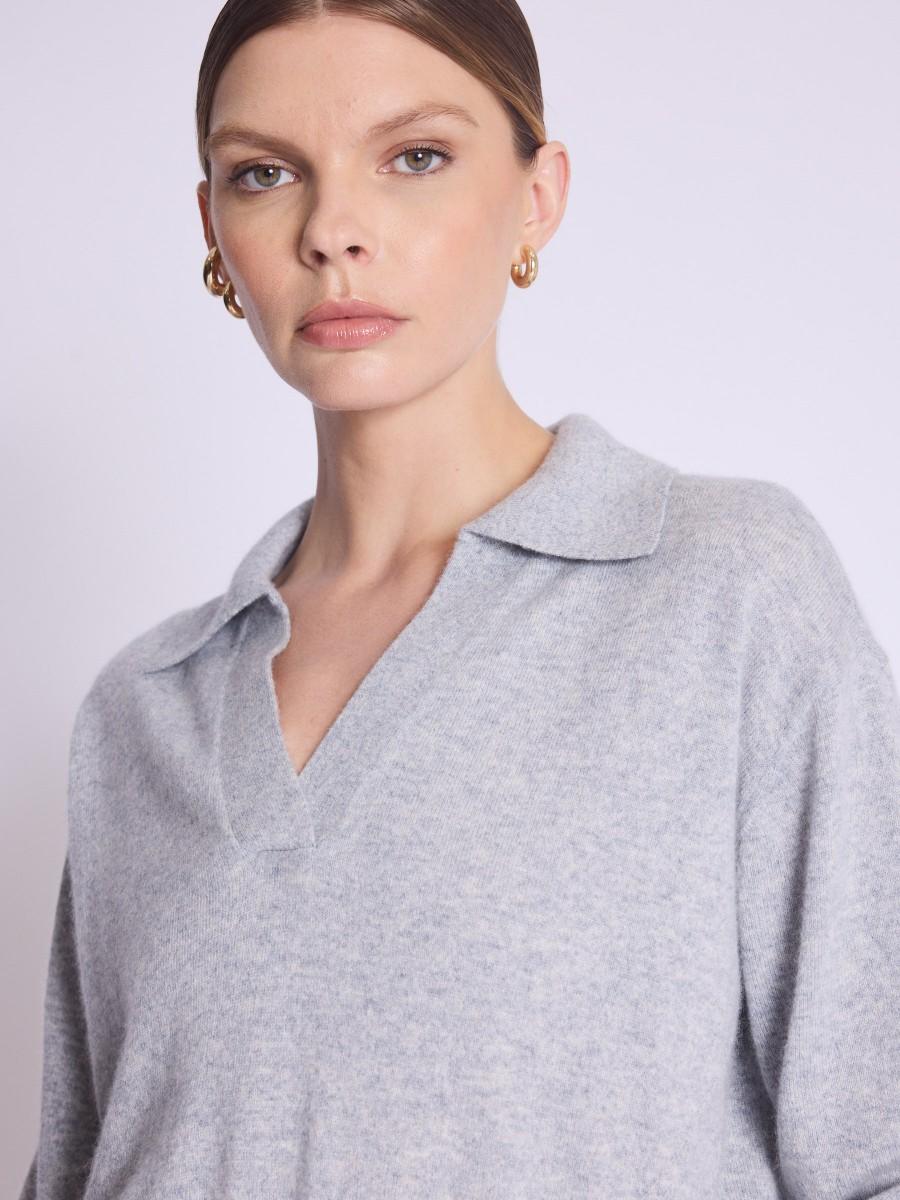 Berenice Pull AMYPOLO Pull Gris Col Polo En Cachemire