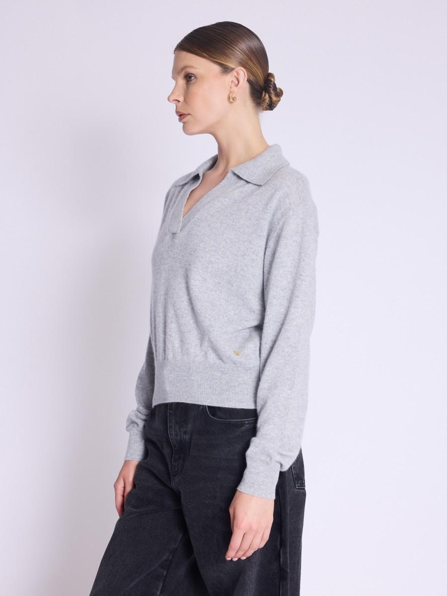 Berenice Pull AMYPOLO Pull Gris Col Polo En Cachemire