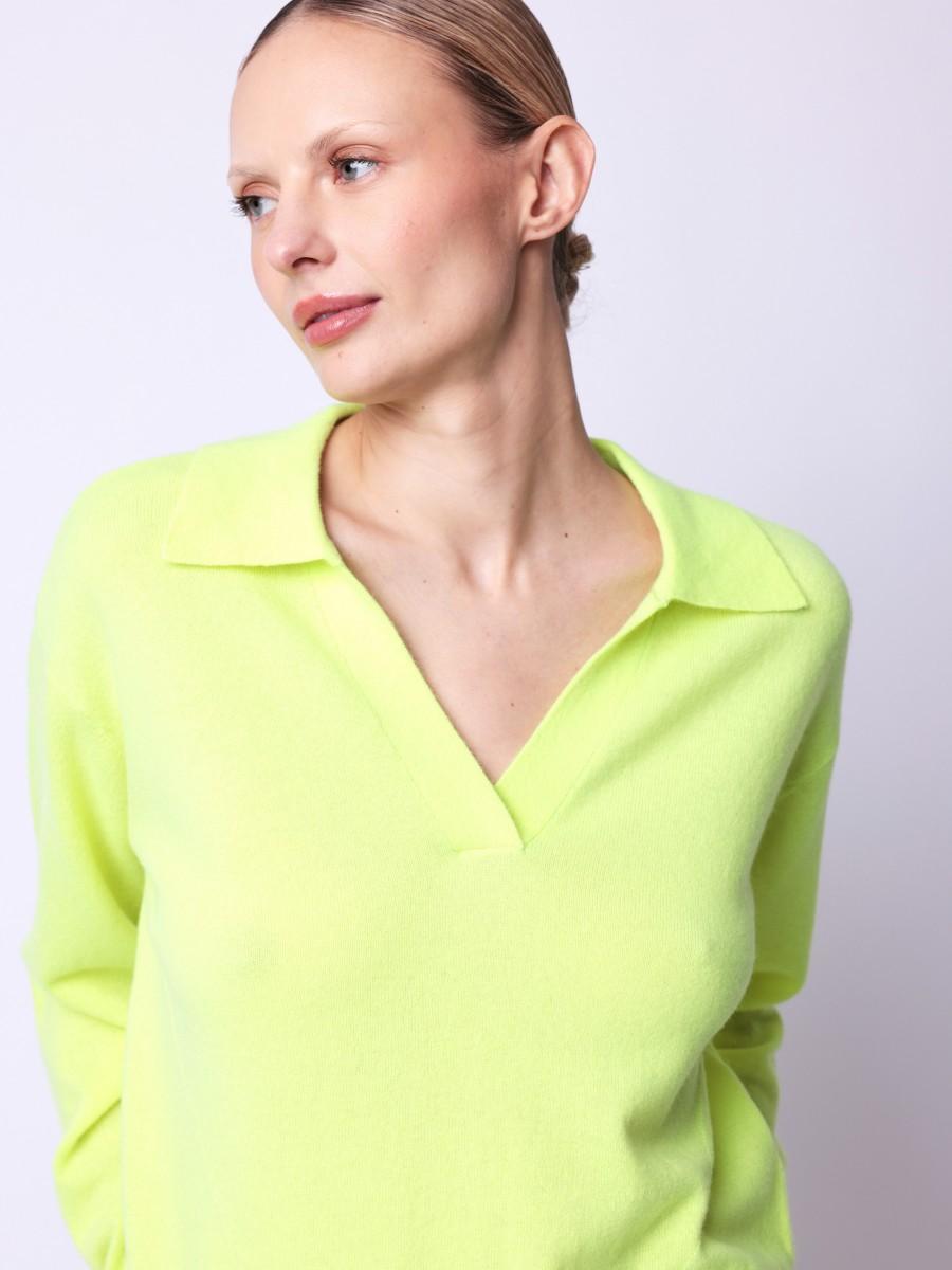 Berenice Pull AMYPOLO Pull Jaune Col Polo En Cachemire