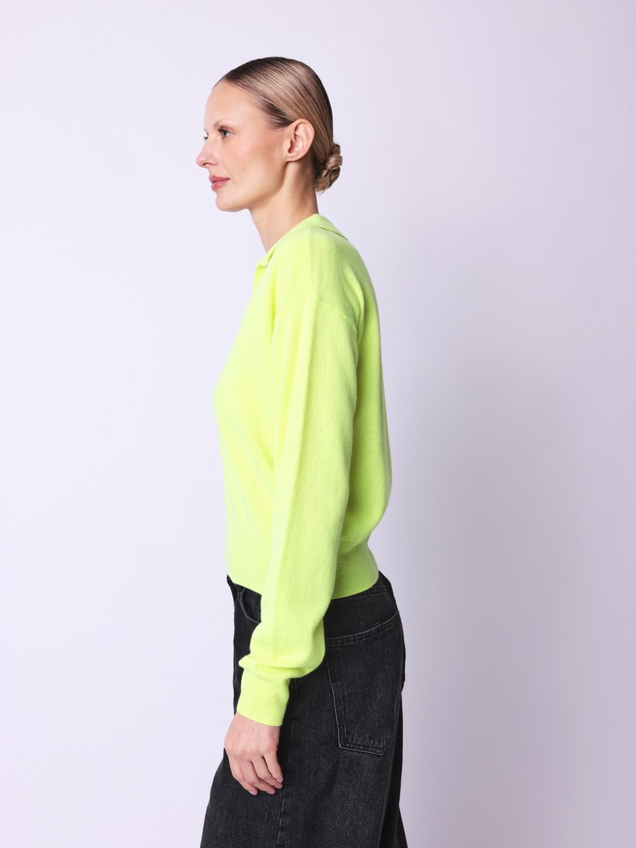 Berenice Pull AMYPOLO Pull Jaune Col Polo En Cachemire