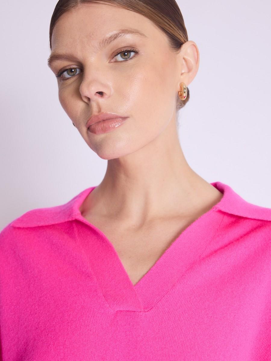 Berenice Pull AMYPOLO Pull Rose Col Polo En Cachemire