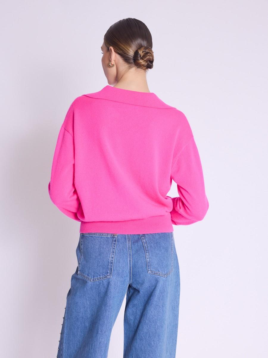 Berenice Pull AMYPOLO Pull Rose Col Polo En Cachemire