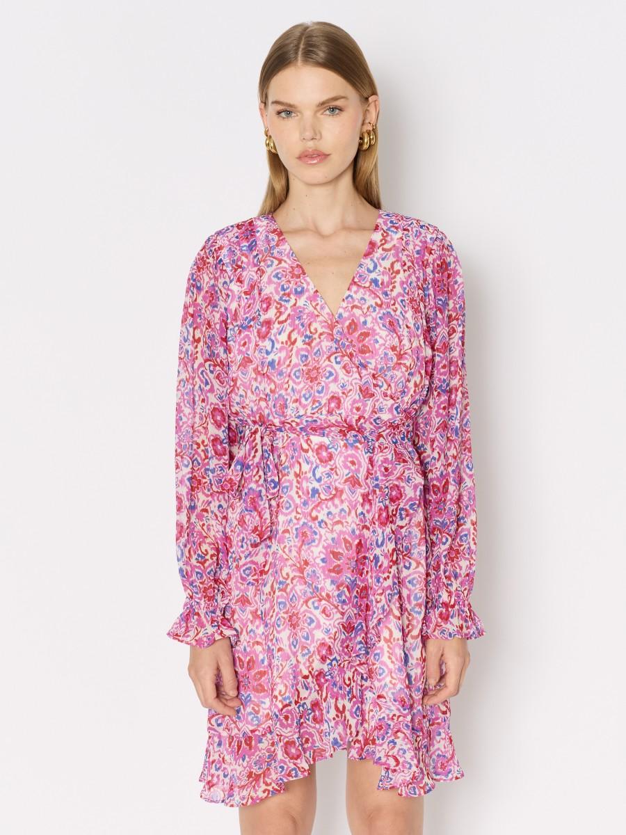 Berenice Robe courte RAZIK à imprimé floral manches bouffantes volants et taille nouée