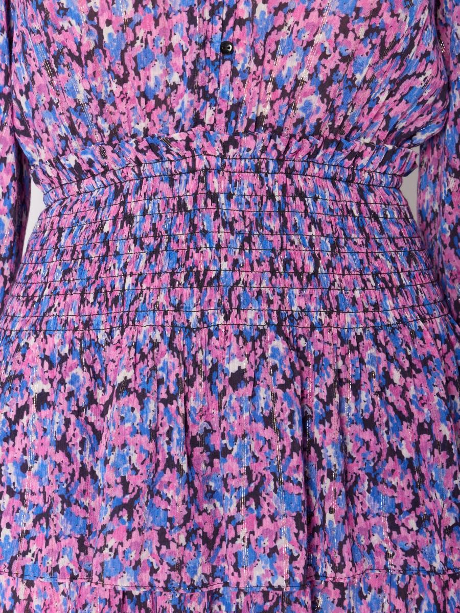 Berenice Robe Courte ROBERTINA Col En V Manches Bouffantes Volants Et Fils De Lurex