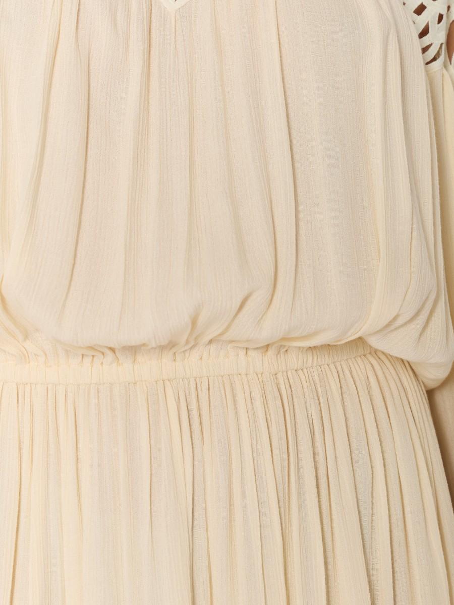 Berenice Robe Longue RELINDA Fluide Manches Bouffantes Et Empiècement Crochet