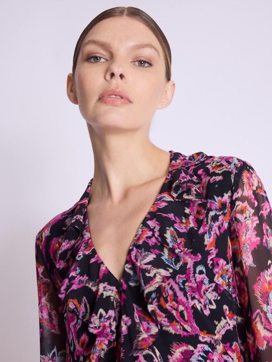 Berenice Robe RAKEL Robe Courte Imprimé Floral Et Manches Longues