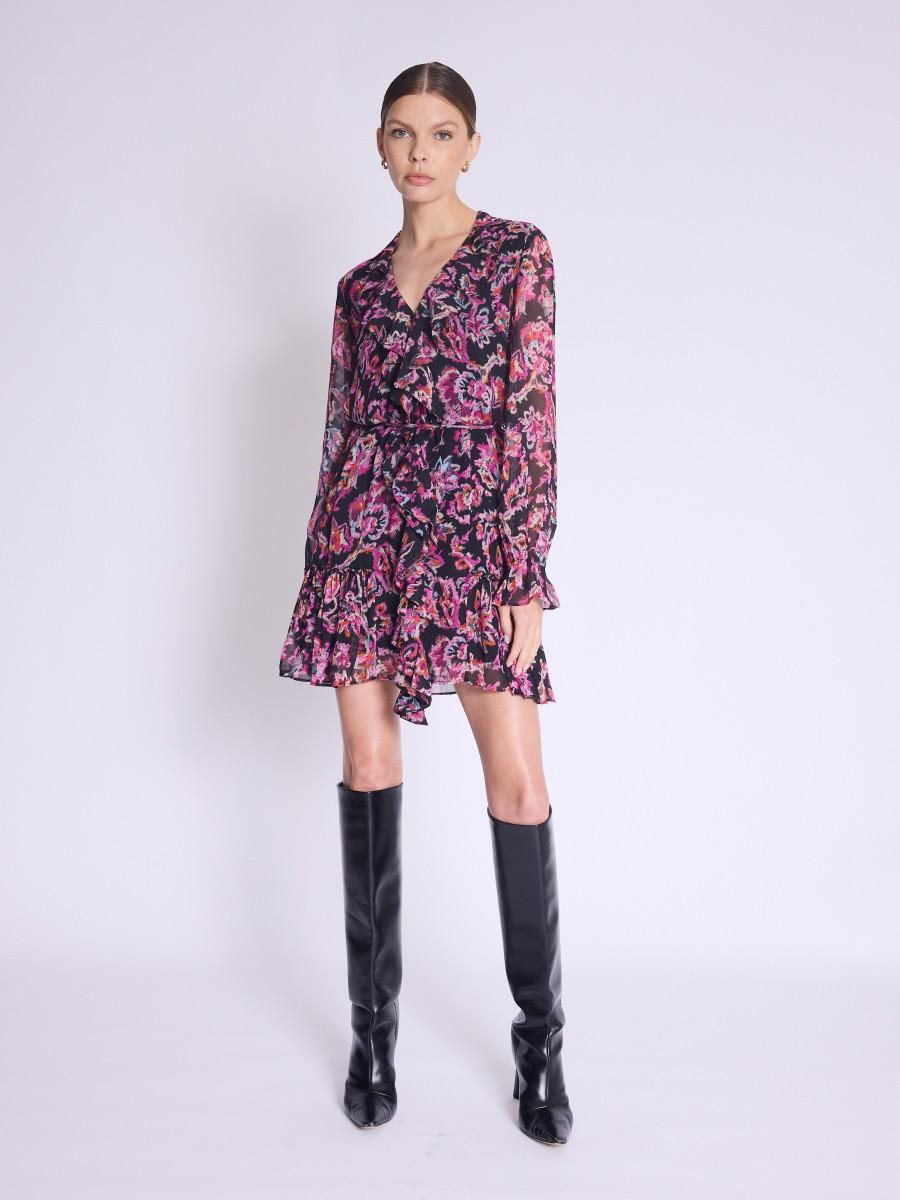 Berenice Robe RAKEL Robe Courte Imprimé Floral Et Manches Longues