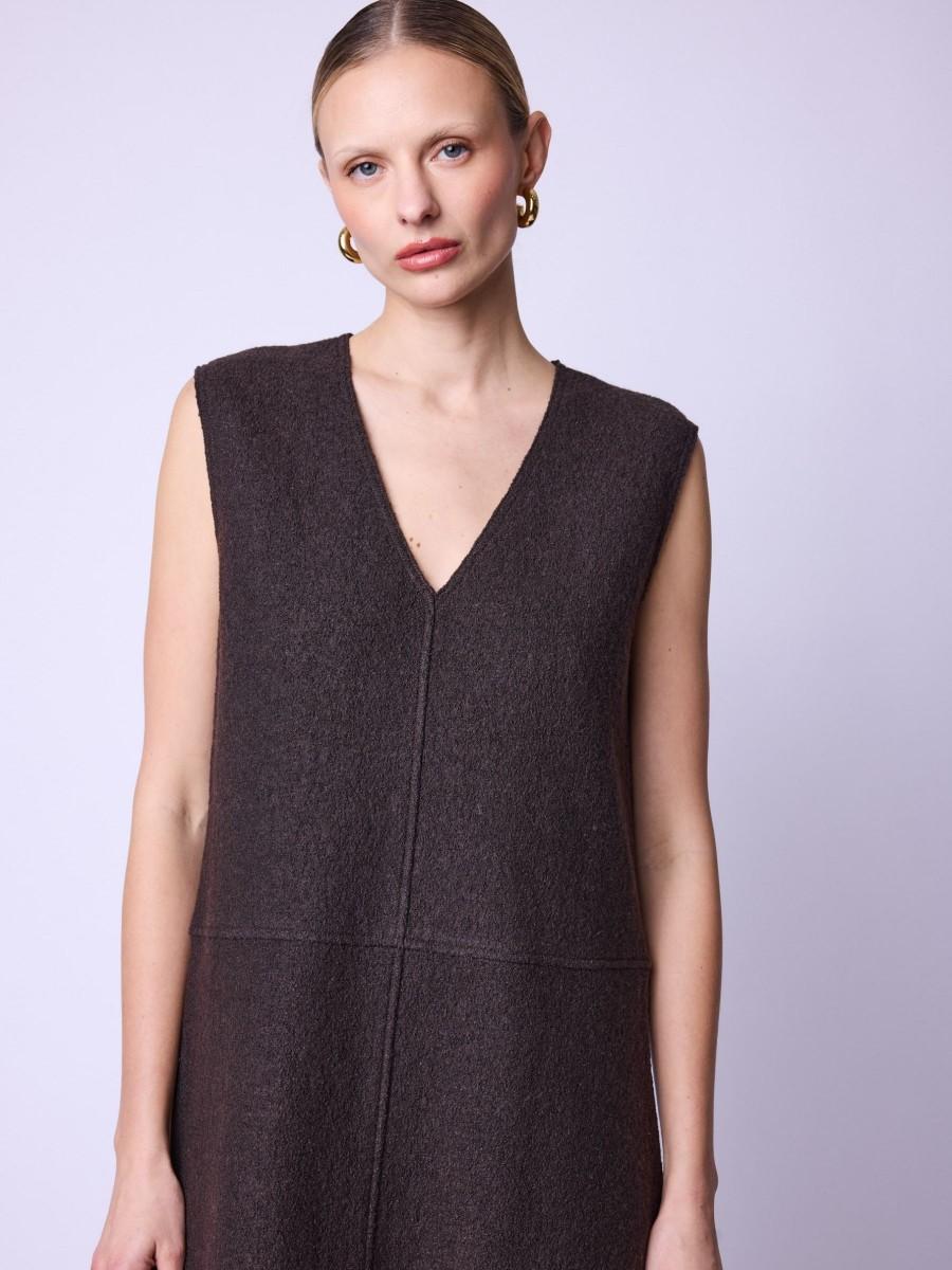 Berenice Robe REBECA Robe Mi-longue Marron Sans Manches