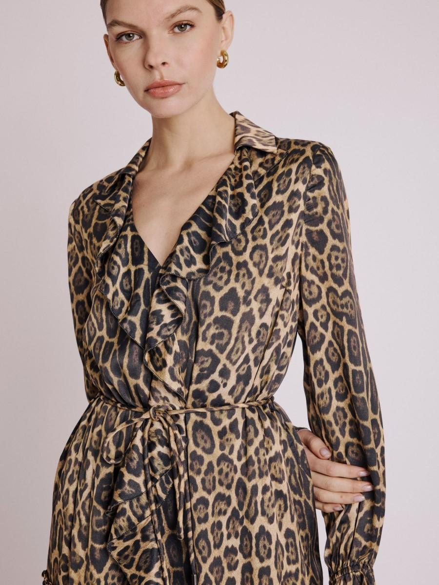 Berenice Robe RENATA Robe Courte Fluide à Imprimé Léopard