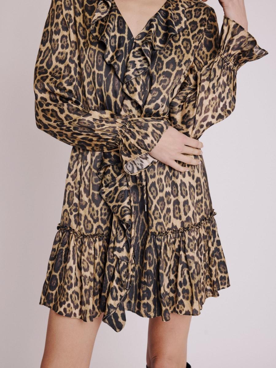 Berenice Robe RENATA Robe Courte Fluide à Imprimé Léopard