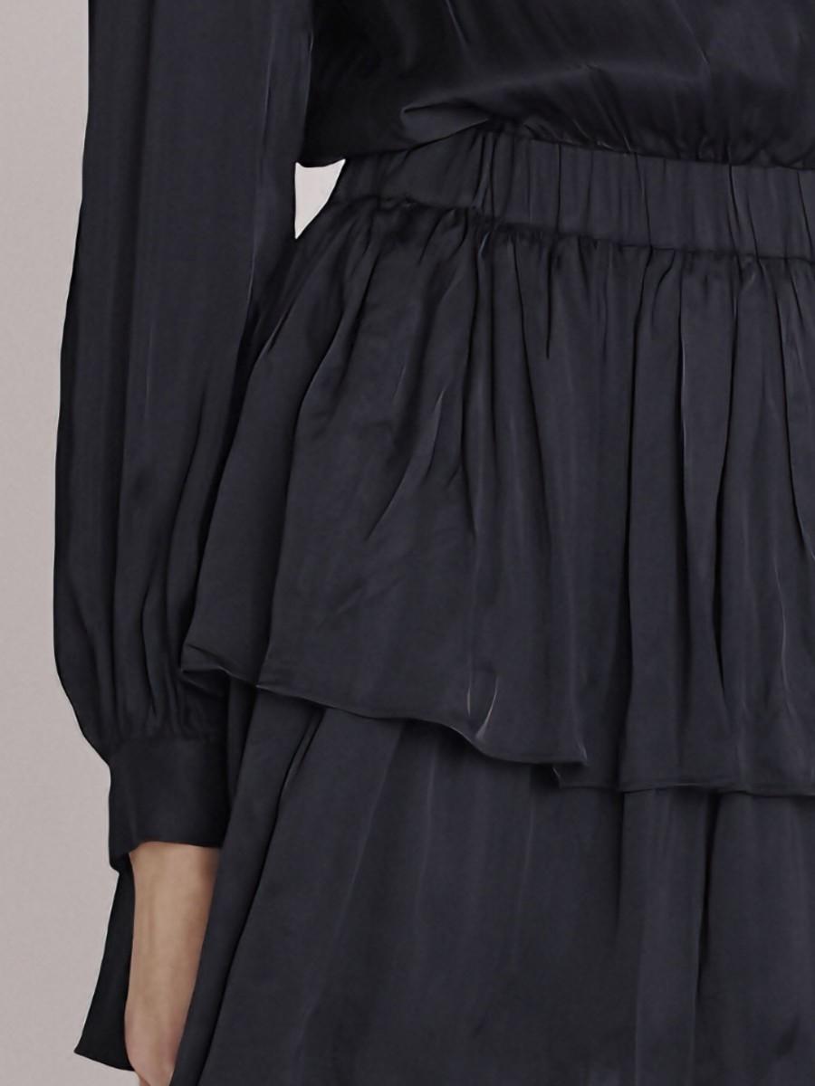 Berenice Robe RIMINI Robe Courte Noire à Encolure Cache-cœur Avec Volants