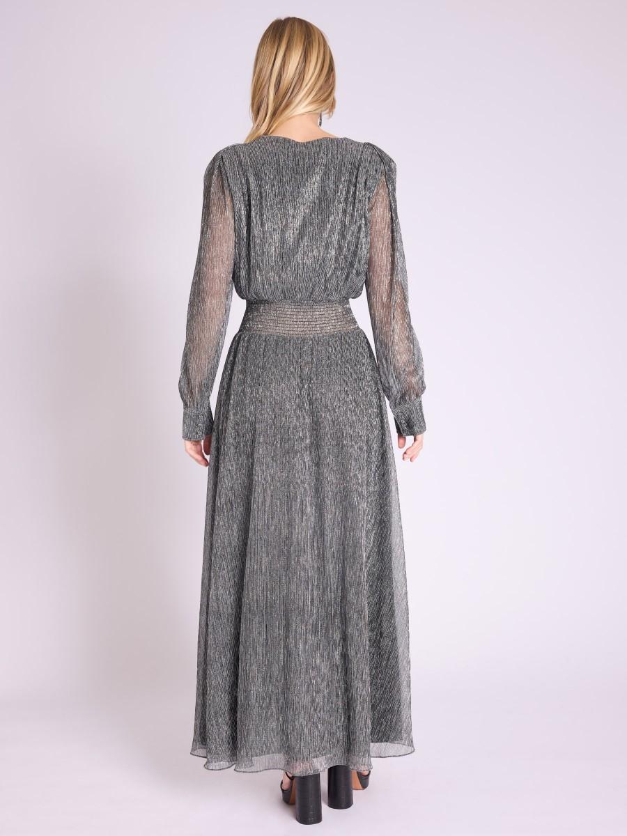 Berenice Robe ROMELIE Robe Longue Argenté Cintrée à La Taille