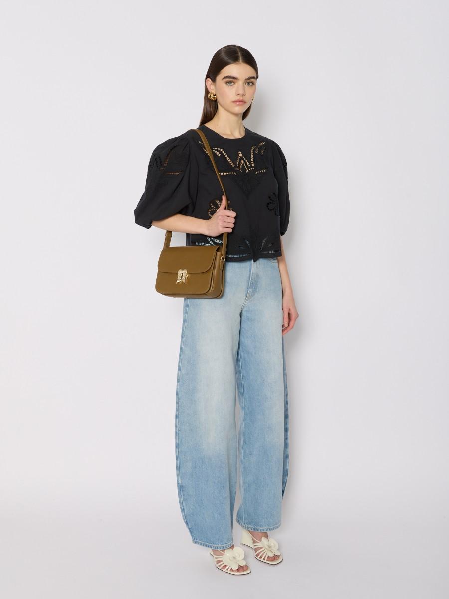 Berenice Sac En Bandoulière Vert Olive AWINGS En Cuir Ailes Dorées Et Anse Réglable