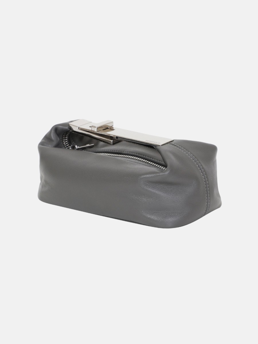 Berenice Sac OPOUPY Petit Sac En Cuir Gris à Anse Métallique