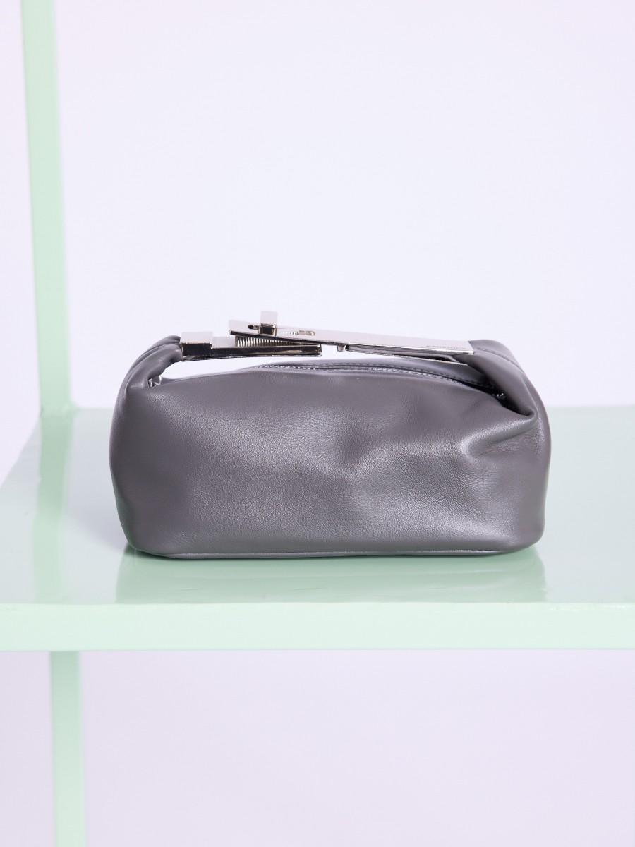 Berenice Sac OPOUPY Petit sac en cuir gris à anse métallique Berenice Sac OPOUPY Petit sac en cuir gris à anse métallique