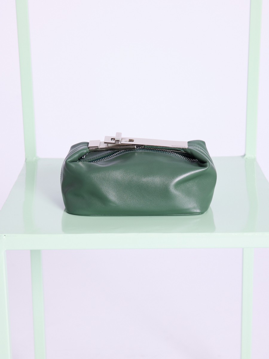 Berenice Sac OPOUPY Petit sac en cuir khaki à anse métallique