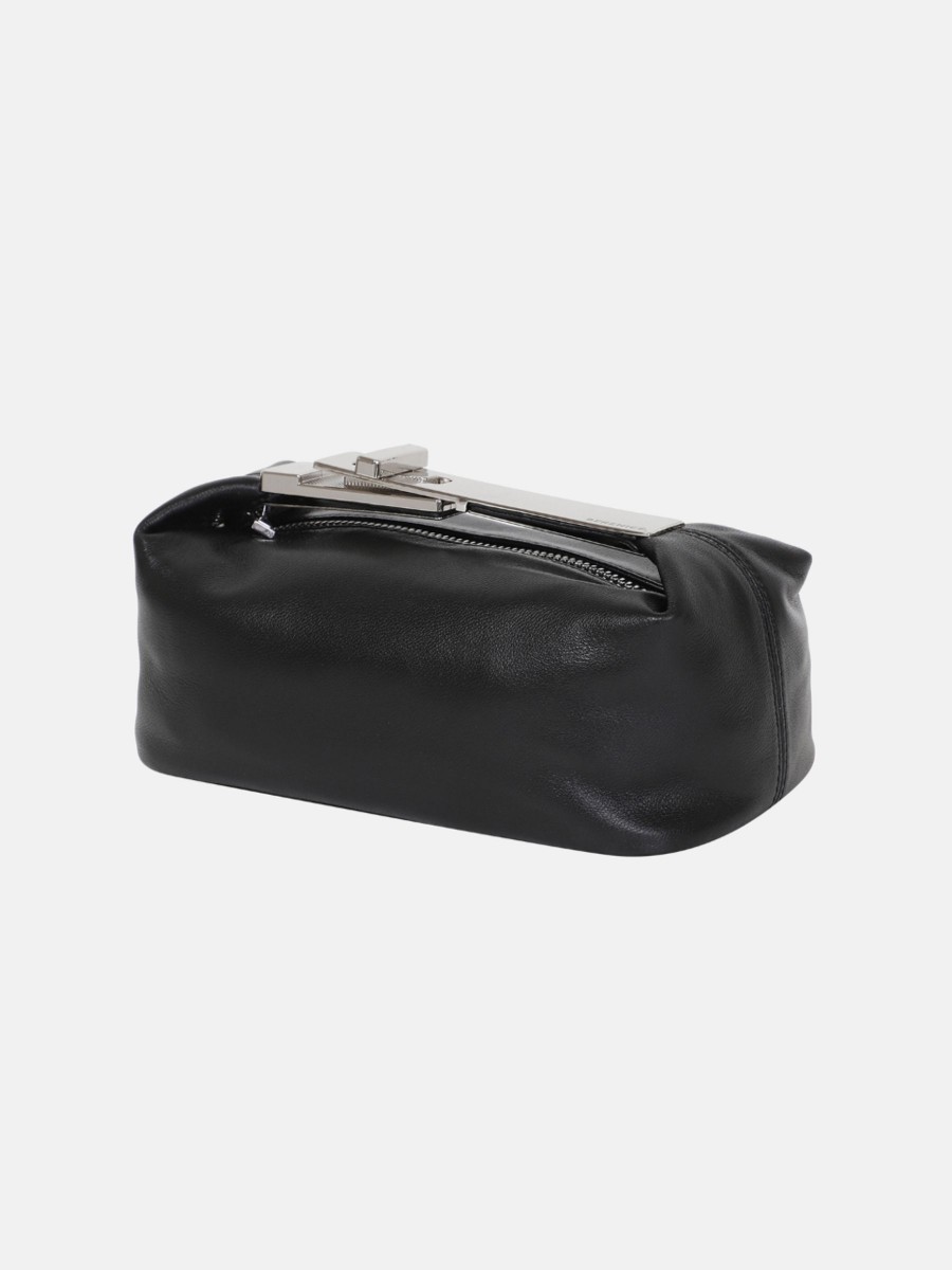 Berenice Sac OPOUPY Petit Sac En Cuir Noir à Anse Métallique