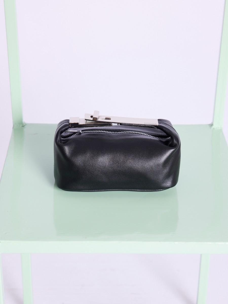 Berenice Sac OPOUPY Petit sac en cuir noir à anse métallique