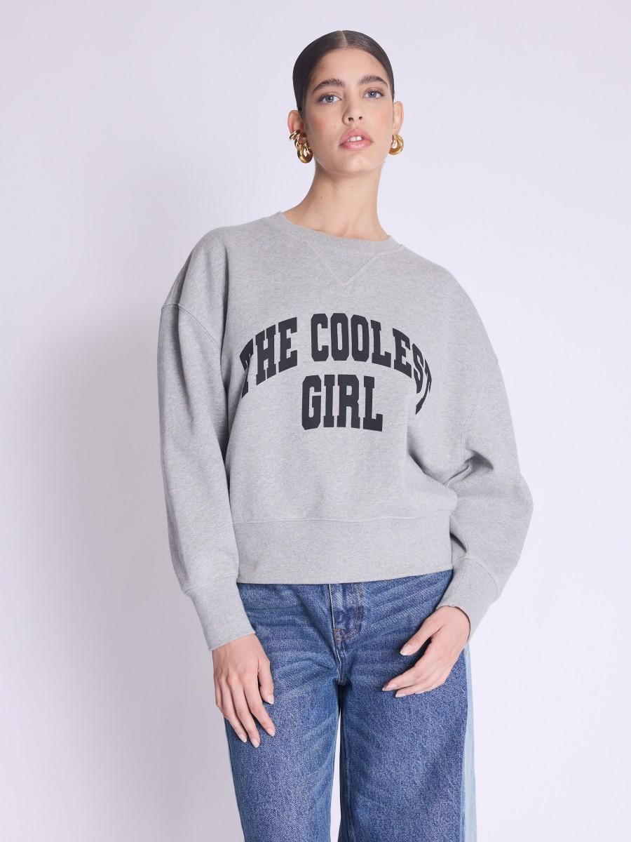 Berenice Sweat DOMINGO Sweat gris clair "The Coolest Girl"