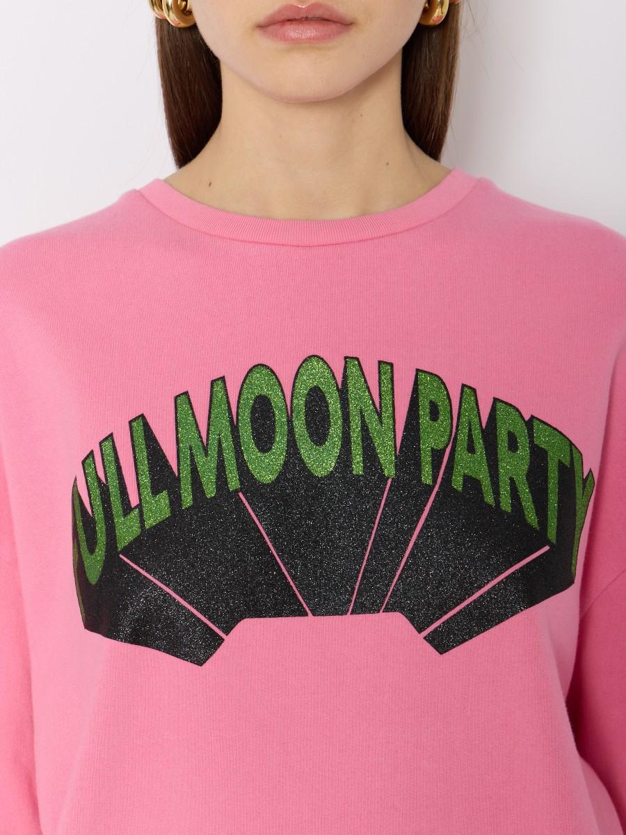 Berenice Sweat Rose SDELIGHT – Coupe Oversize Artwork "Full Moon Party" Vert Brillant