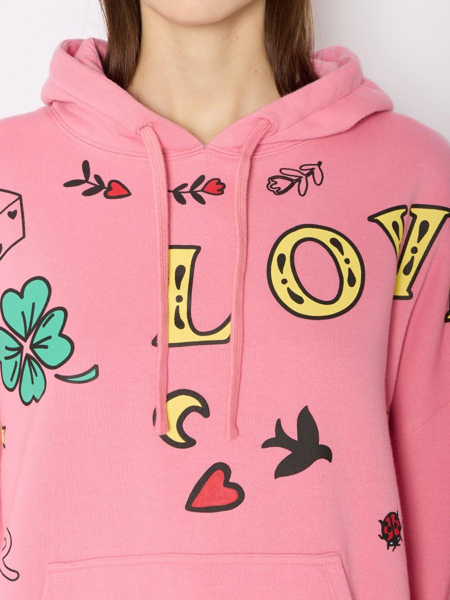 Berenice Sweat Rose SDORIAN – Sweat à Capuche Coupe Oversize Motifs Colorés