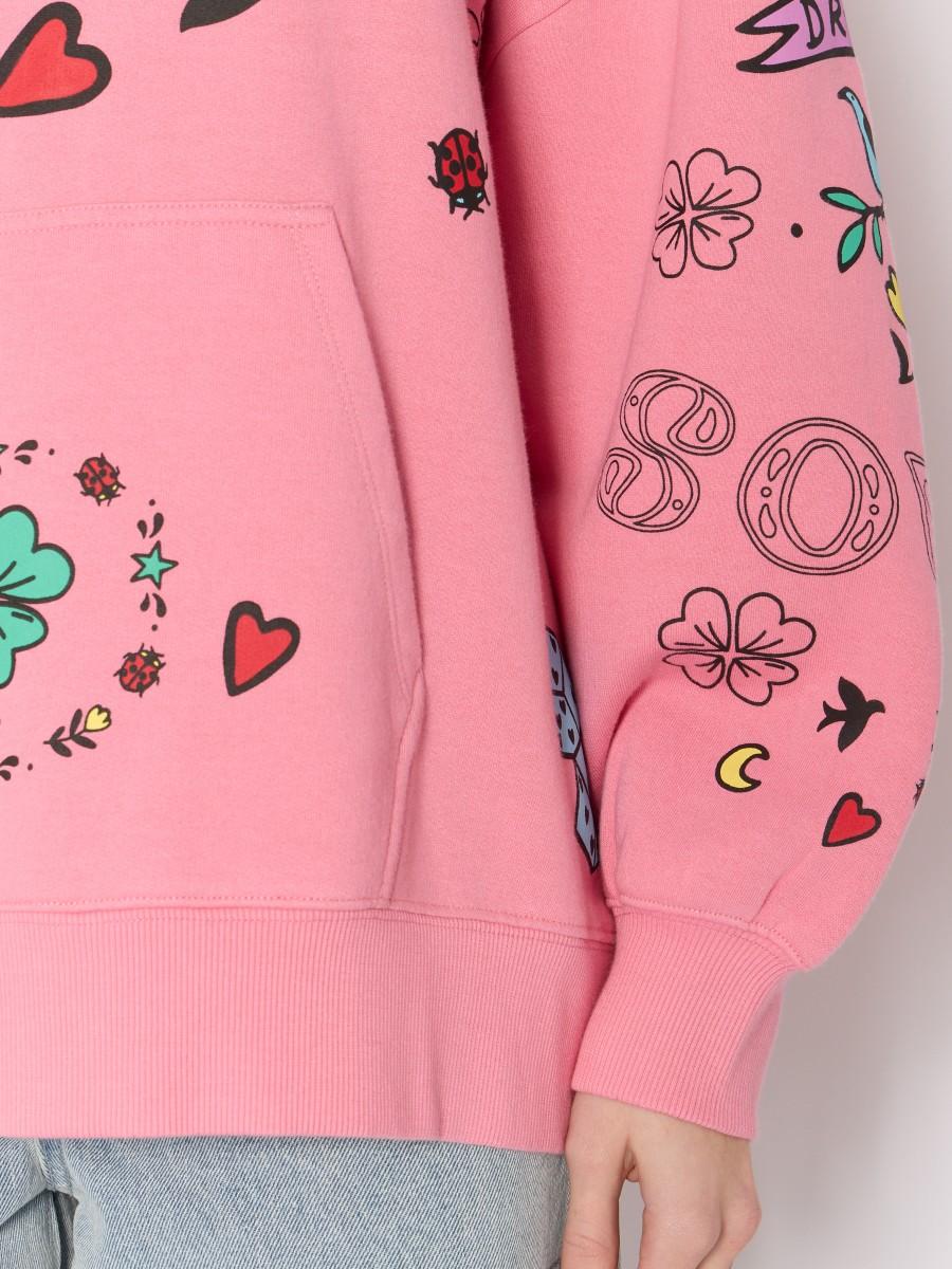 Berenice Sweat Rose SDORIAN – Sweat à Capuche Coupe Oversize Motifs Colorés