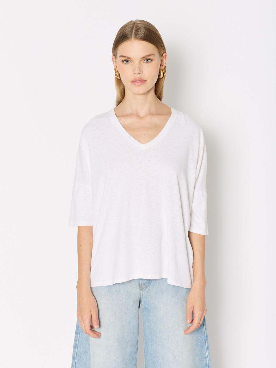 Berenice T-shirt Blanc à Manches Courtes TEVAAILES Avec Ailes Berenice Et Strass Au Dos