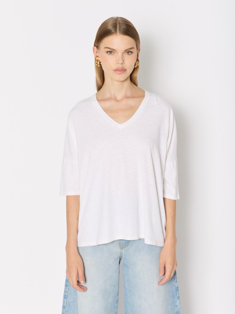 Berenice T-shirt Blanc à Manches Courtes TEVAAILES Avec Ailes Berenice Et Strass Au Dos