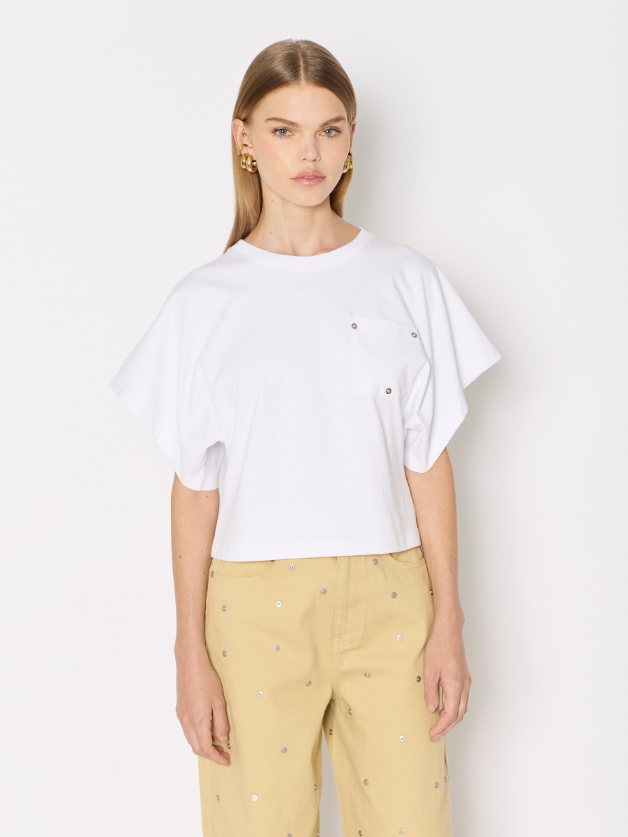 Berenice T-shirt blanc TEDENA : coupe kimono poche rivetée style moderne et chic