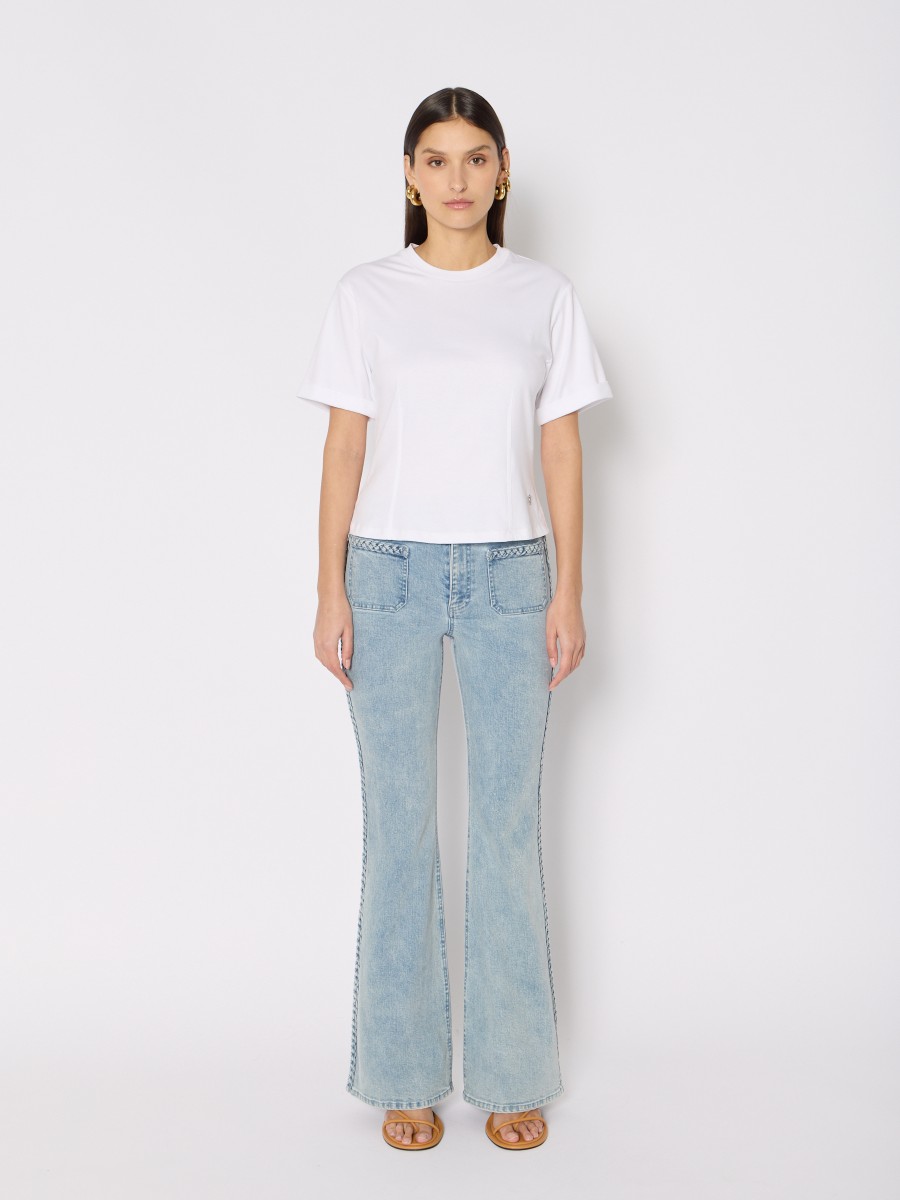 Berenice T-shirt Blanc TENZALIA – Coupe Cintrée Col Rond Bijou Ailes Berenice