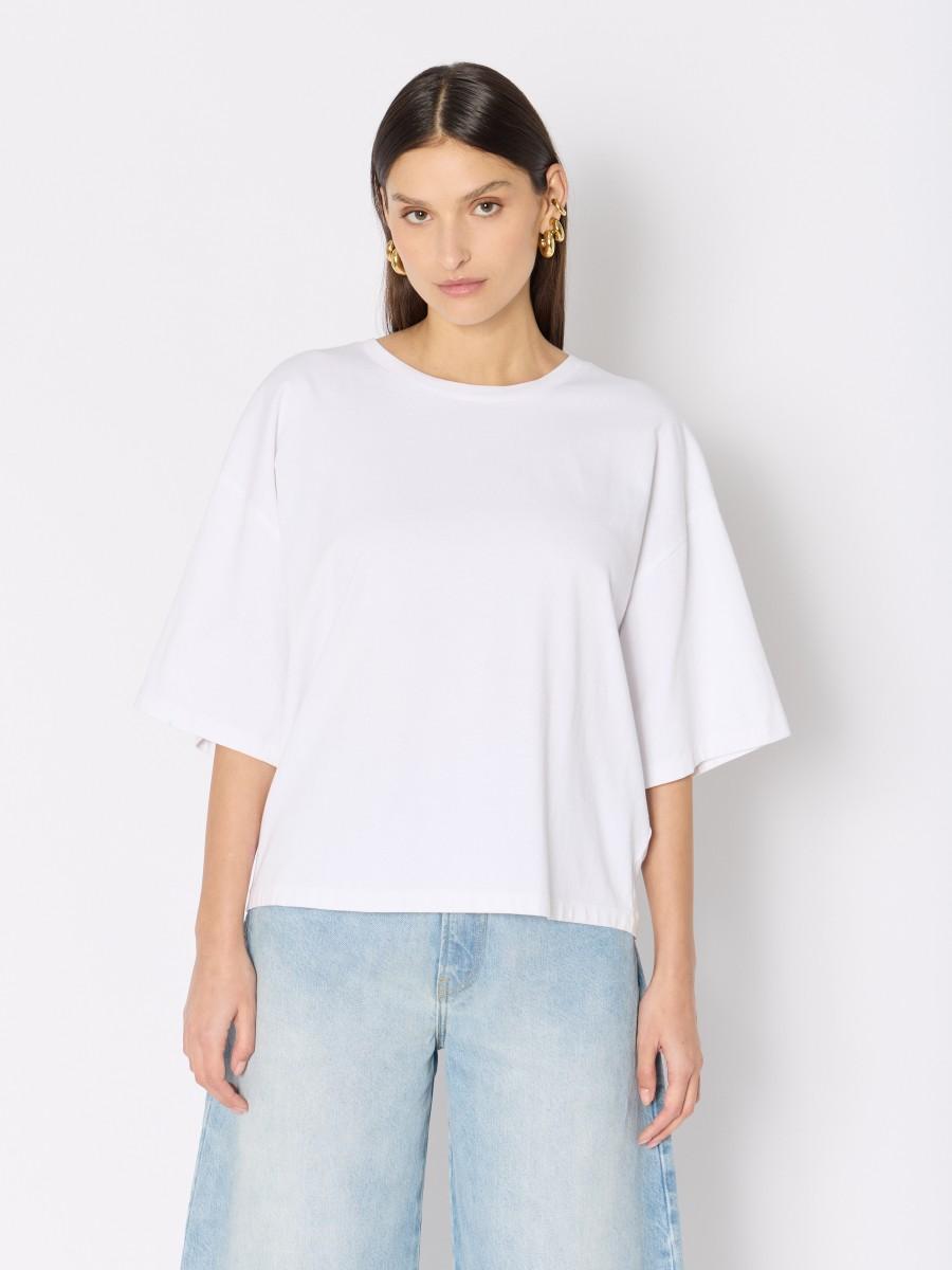 Berenice T-shirt Blanc TERZAAILES - Coupe Oversize Avec Ailes Brodées Colorées Dans Le Dos